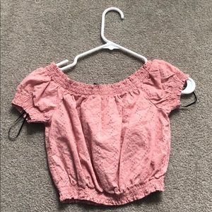 H & M Cropped Tee With Flower Details